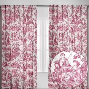 Maison d' Hermine The Miller Red 100% Cotton Light Filtering Curtain Panels 84”